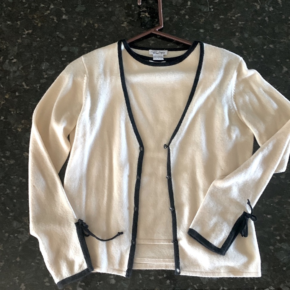 Classic Cashmere Twin Set, Cardigan and sleeveless top.